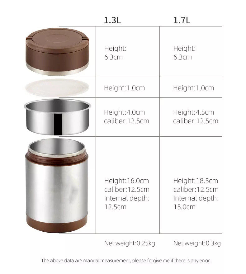 Portable stainless steel food container|33-101oz
