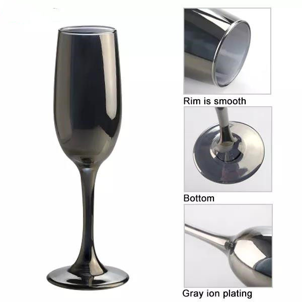 Manufacturer supply champagne glasses black goblet wine glass can be custom glass goblet|180ml