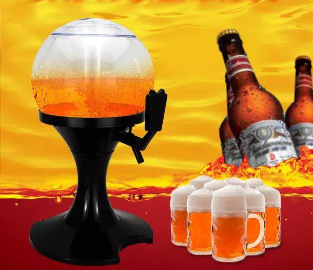 3.5L Spherical Tabletop Beer Tower Beverage Dispenser With Built-in Ice Bucket for ktv or bar--Grace。
