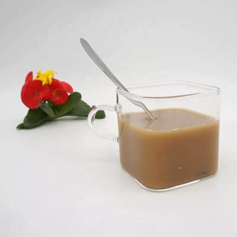 mini glass cup with handle coffee mug glass custom square shape clear espresso mugs|190ml