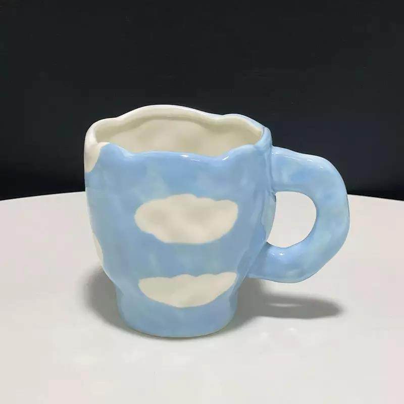 LOW MOQ Pottery Teacups Handpainted Fancy Pink Color Porcelain Arabic Coffee Tea Mugs Korean Cups for Cafe|400/500ml