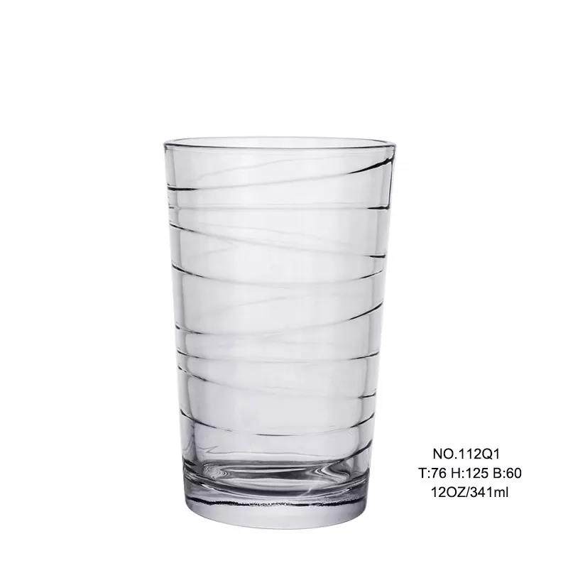 Spiral Design Clear Glass Tumbler Water Glass Cup Drinking Glass|12oz