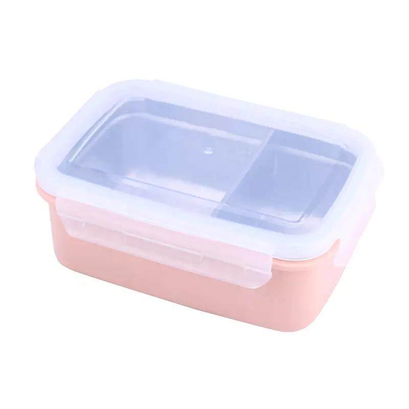 Student use reusable eco friendly 2 compartment stainless steel lunch box food grade lunch box|1-3L
