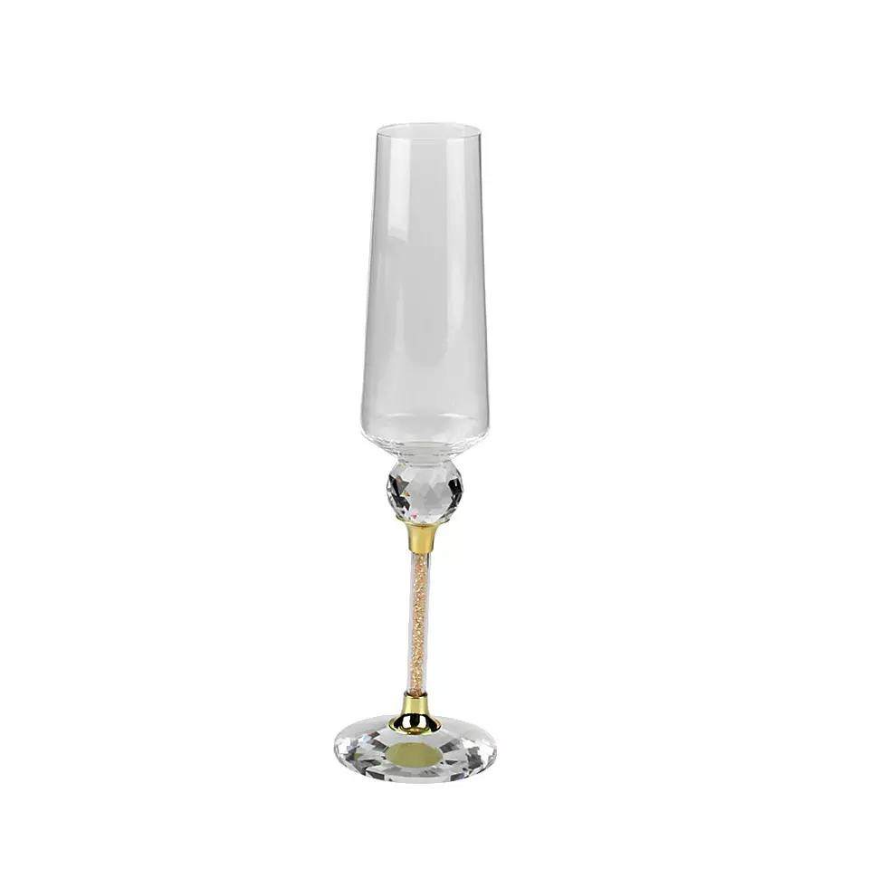 Champagne Glasses Gold Metal Stand Flutes Wine Glasses Goblet Party Lovers Valentine's Day Gifts |200ml