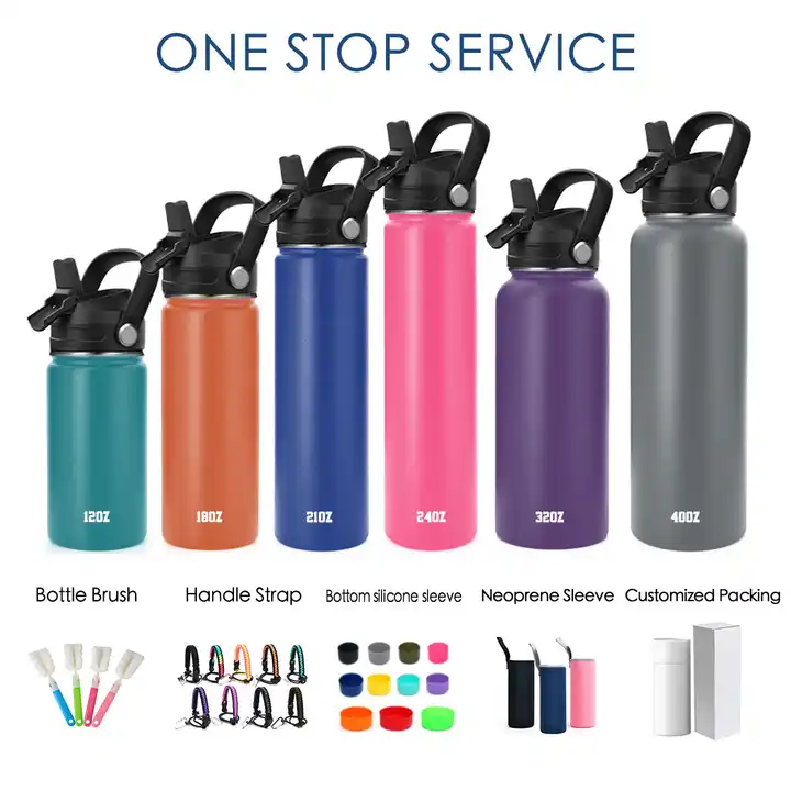 Customized 3 lids stainless steel vacuum flask water bottle insulated 32oz wide mouth sports bottle