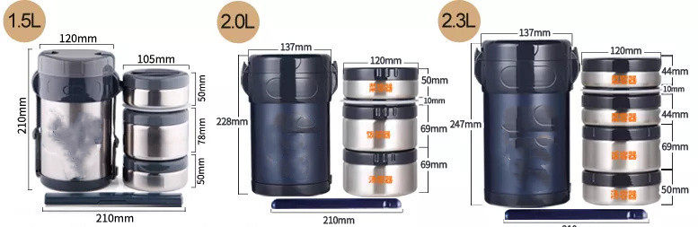4-layer metal insulation stainless steel lunch box|33-101oz