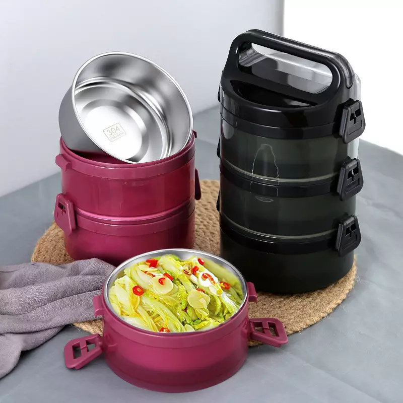 3-layer stainless steel thermal insulation lunch box|101-202oz