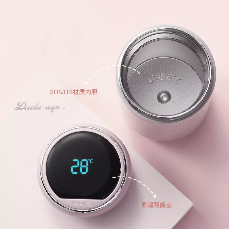 Small Red Christmas Gift Vacuum Bottle with Temperature Display | 16oz/300ml