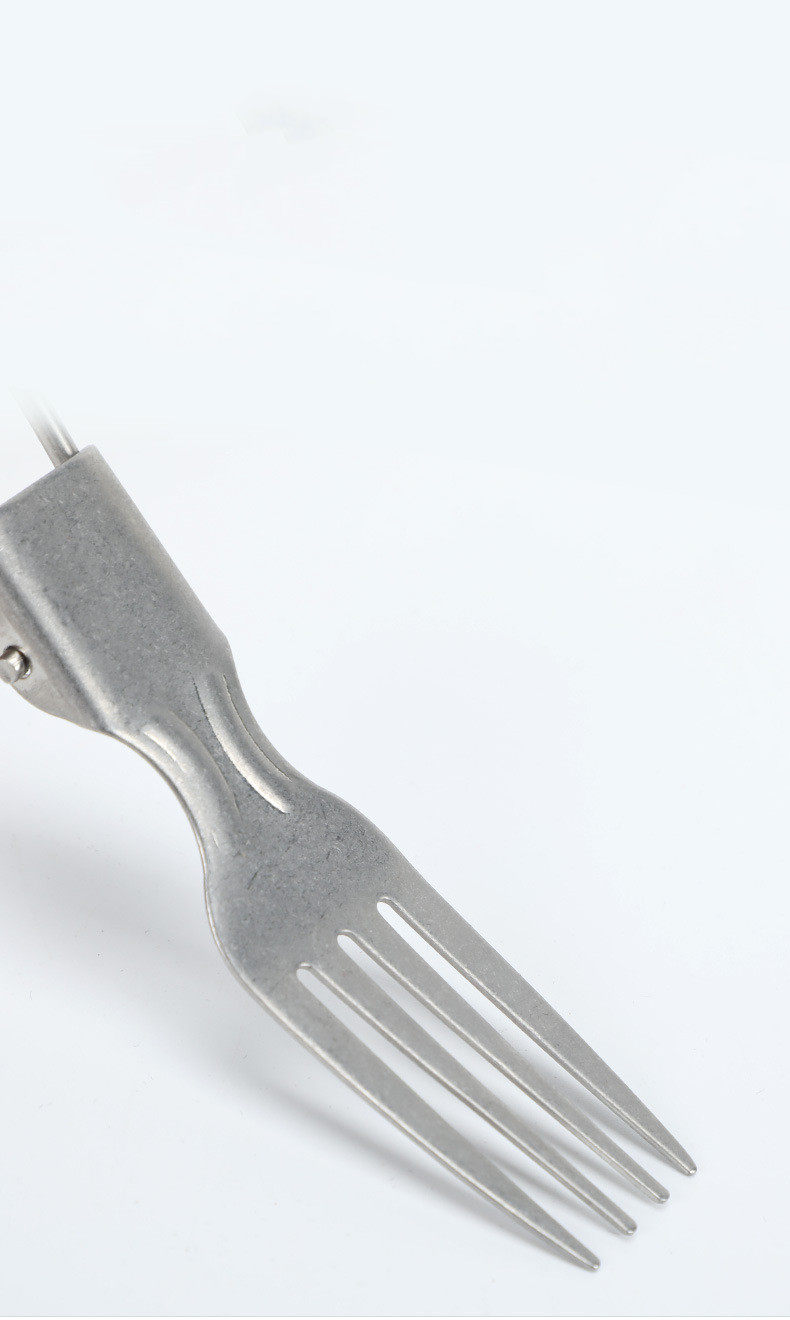 Camping stainless steel folding fork and spoon