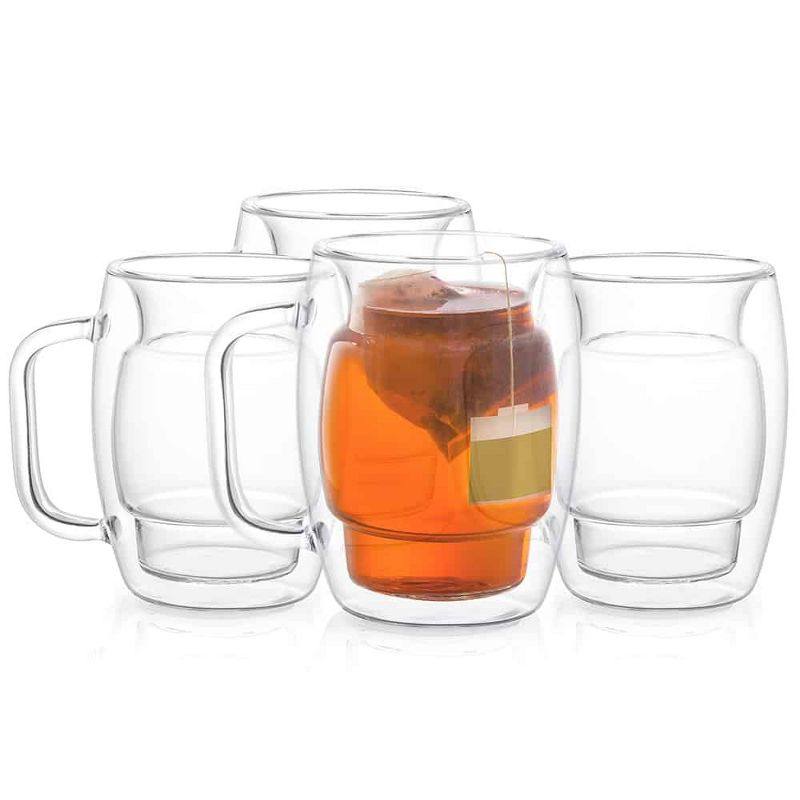 MADE IN CHINA GLASS COFFEE CUPS DOUBLE WALL - SET OF 4 INSULATED MUGS TEA GLASSES - 10-OUNCES