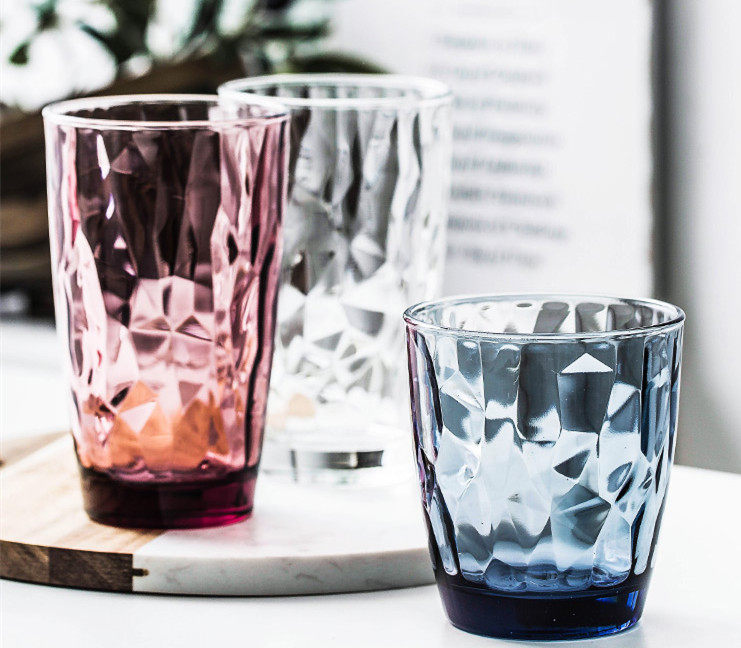 Colored glass diamond crystal teacup fruit juice beverage glass|400ml