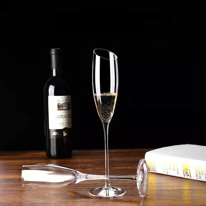 Unique crystal wine glass with long handle champagne flute glass|190ml