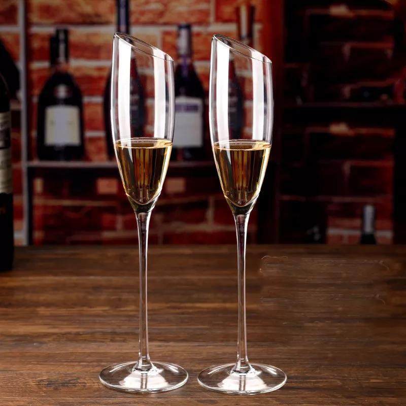 Unique crystal wine glass with long handle champagne flute glass|190ml