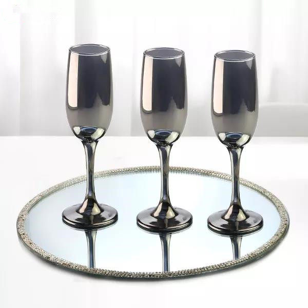 Manufacturer supply champagne glasses black goblet wine glass can be custom glass goblet|180ml