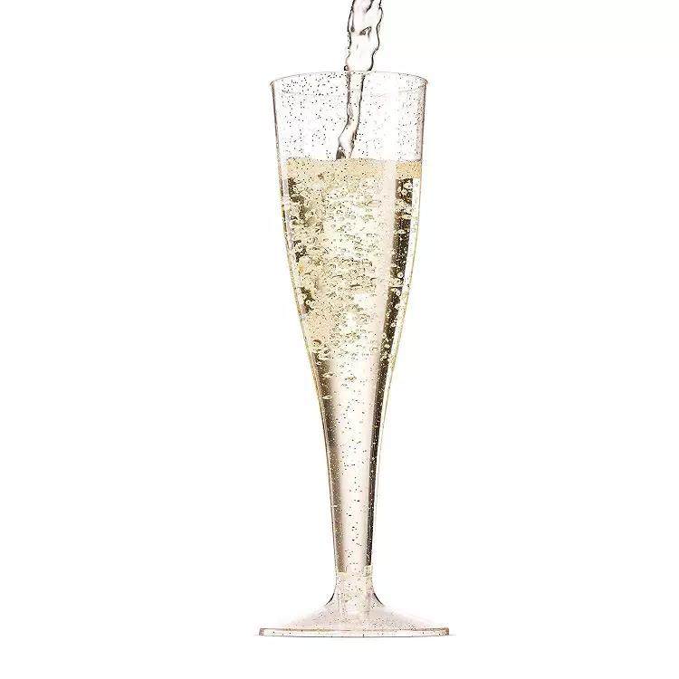 Champagne glass with thin handle high gold sparkling plastic champagne glass|200ml
