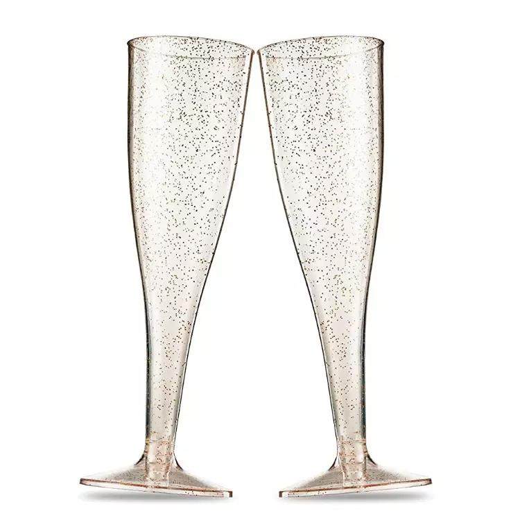 Champagne glass with thin handle high gold sparkling plastic champagne glass|200ml