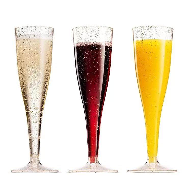 Champagne glass with thin handle high gold sparkling plastic champagne glass|200ml