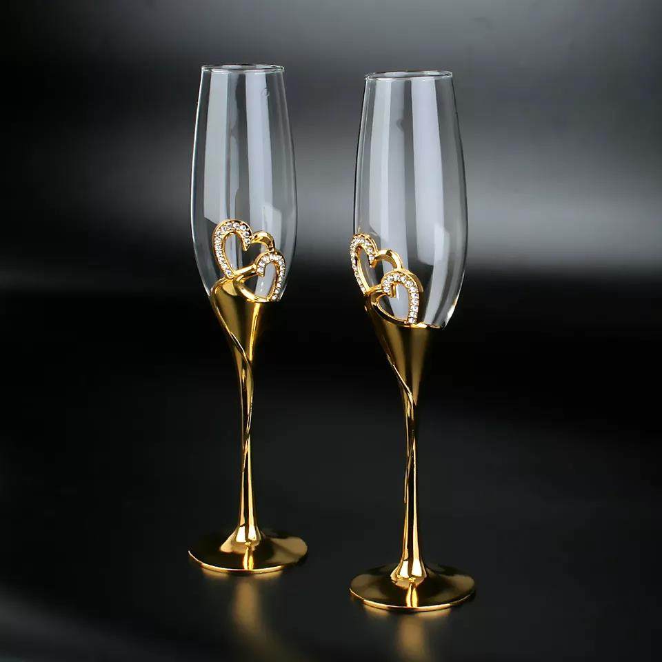 Custom Champagne Glasses & Flutes Unique Heart-Shaped Glas Wedding Glasses Set|200ml