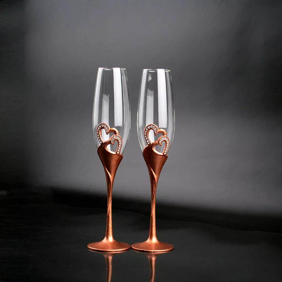 Custom Champagne Glasses & Flutes Unique Heart-Shaped Glas Wedding Glasses Set|200ml