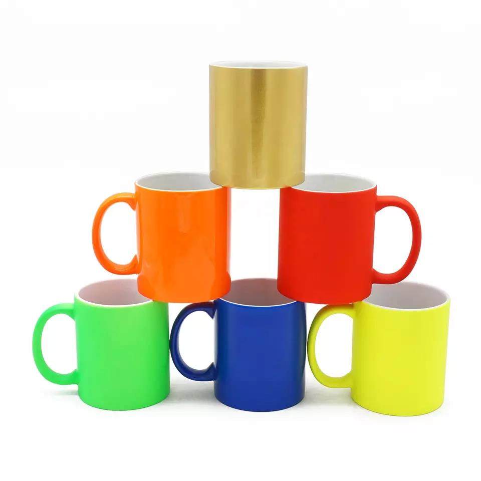 Wholesale gold blank coffee cup custom gift ceramic mug with coating sublimation| 11oz