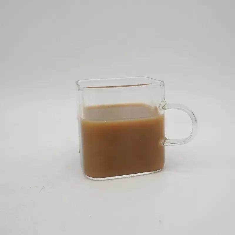 mini glass cup with handle coffee mug glass custom square shape clear espresso mugs|190ml