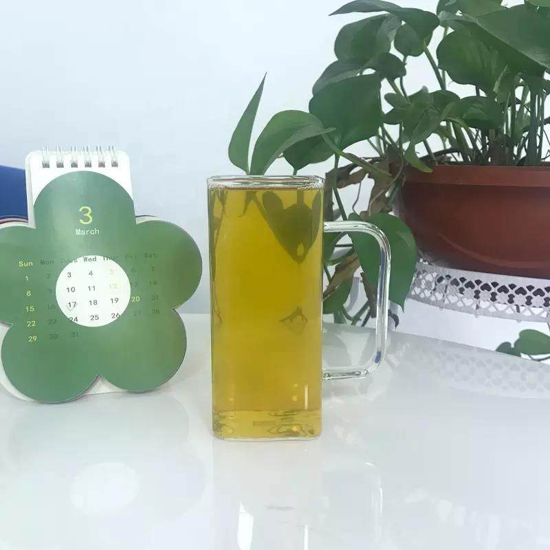 Factory price  square shape glass cup coffee juice milk good morning glass mug|400ml