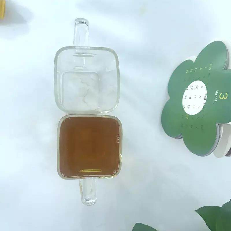 Factory price  square shape glass cup coffee juice milk good morning glass mug|400ml