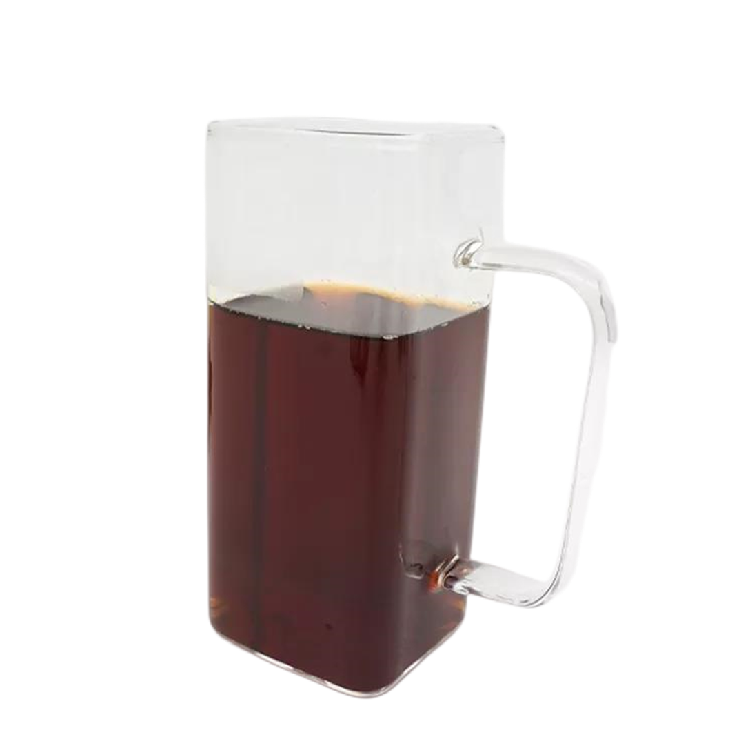 Factory price  square shape glass cup coffee juice milk good morning glass mug|400ml