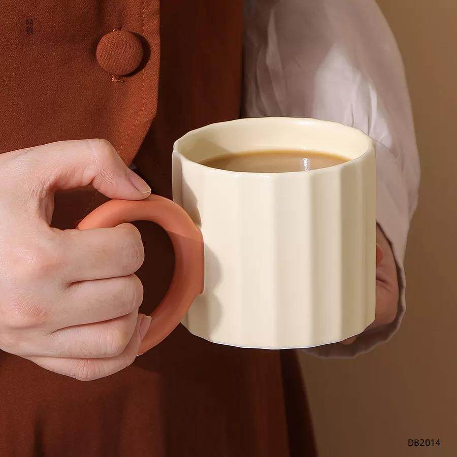 customizable stripe gift mug cup fancy ceramic coffee mugs with big handle|260ml