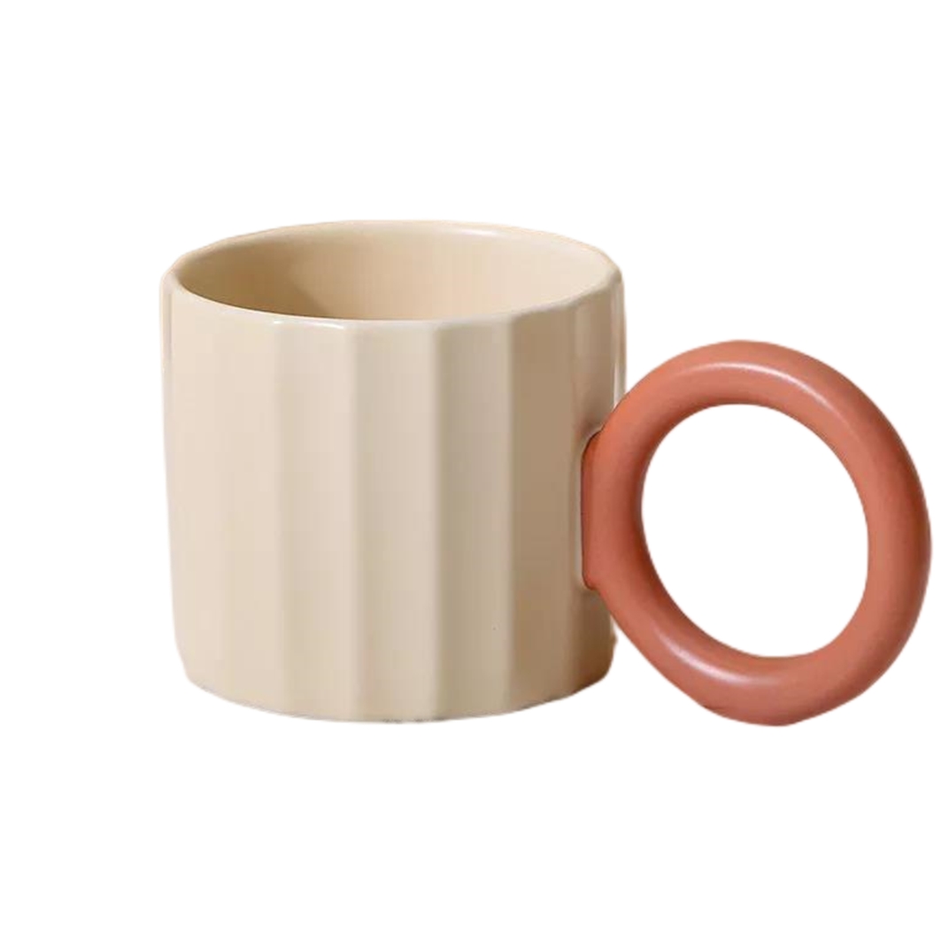 customizable stripe gift mug cup fancy ceramic coffee mugs with big handle|260ml