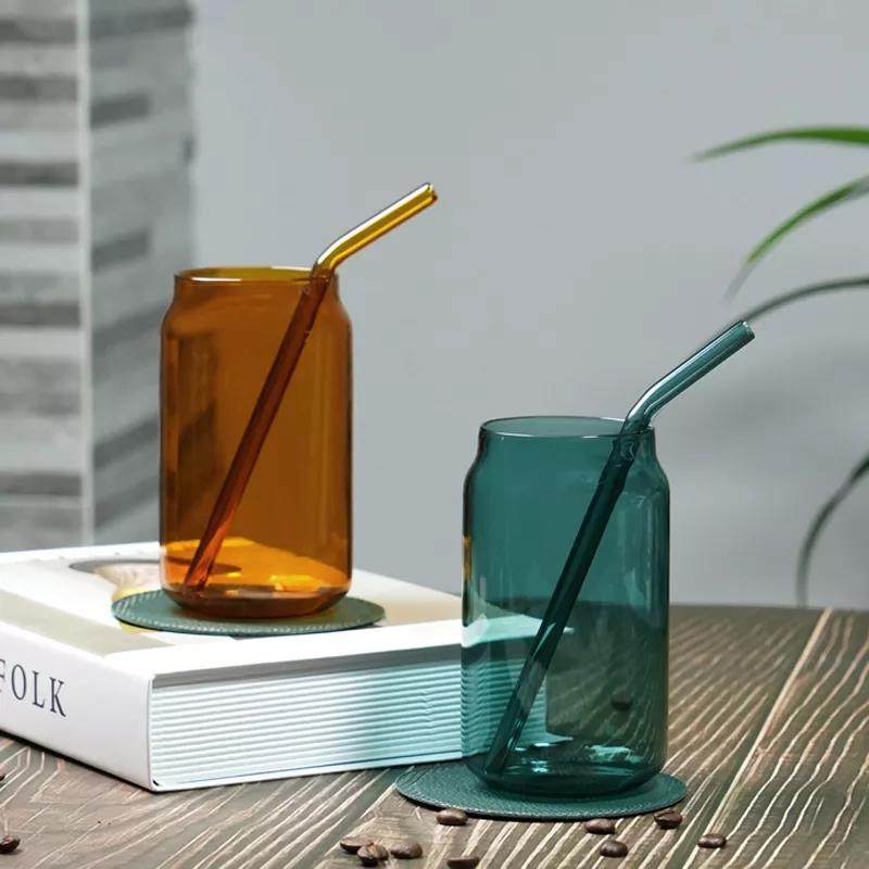 Wholesale Custom Logo 16oz Beer Glass with Bamboo Lid and Straws Aesthetic Glass Beer Can Glass Iced Coffee Beer Glasses|16oz
