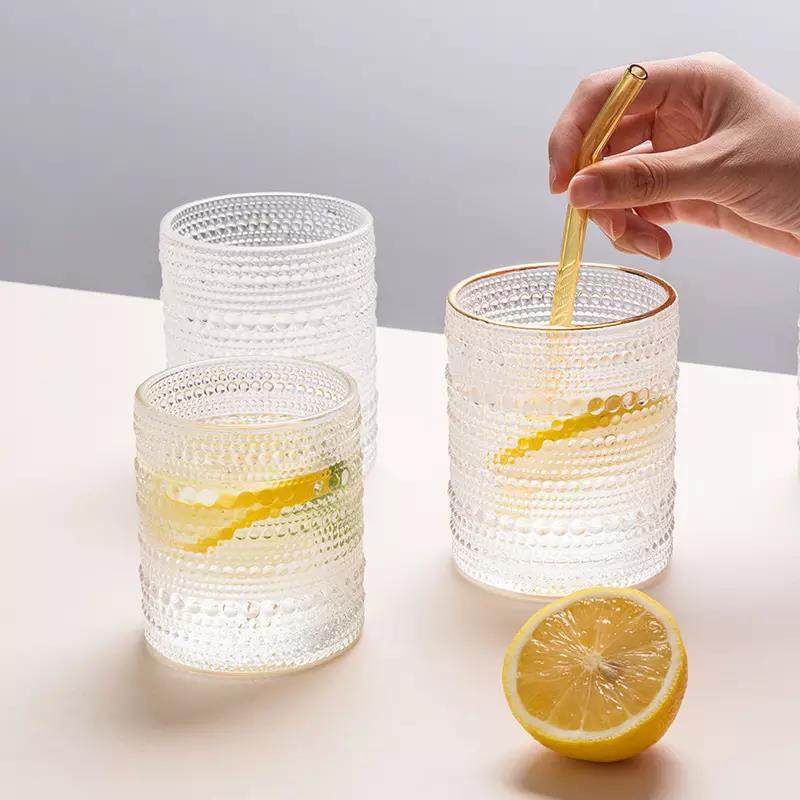 Creative and classical embossed cold drink juice glass beer glass mug cocktail glass for home/bar/restaurant|300ml