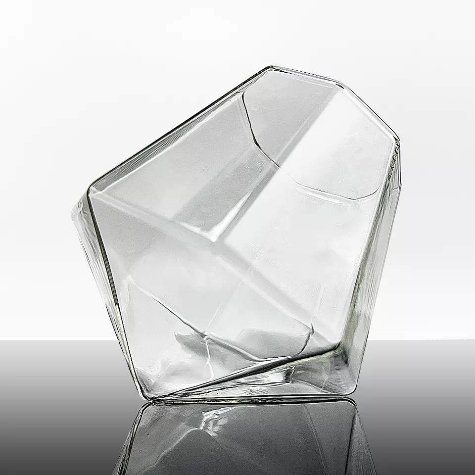 Transparent unhandled hexagonal  wine whisky glass|320ml