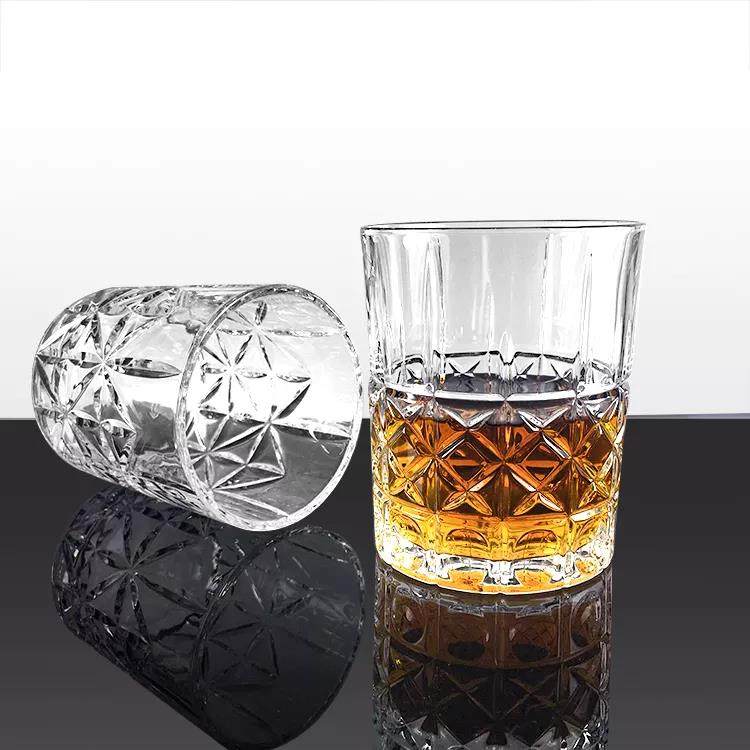 Thick wall unique pattern rock glass cup whiskey glass| 276ml