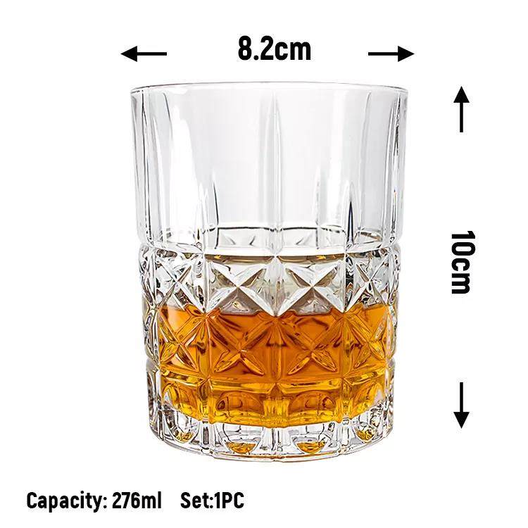 Thick wall unique pattern rock glass cup whiskey glass| 276ml