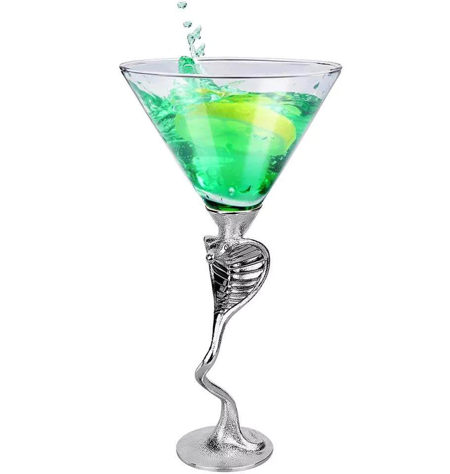 Wholesale Custom Logo Martini Glasses Metal Stem Polish creative Snake Cocktail glasses unique|100ml