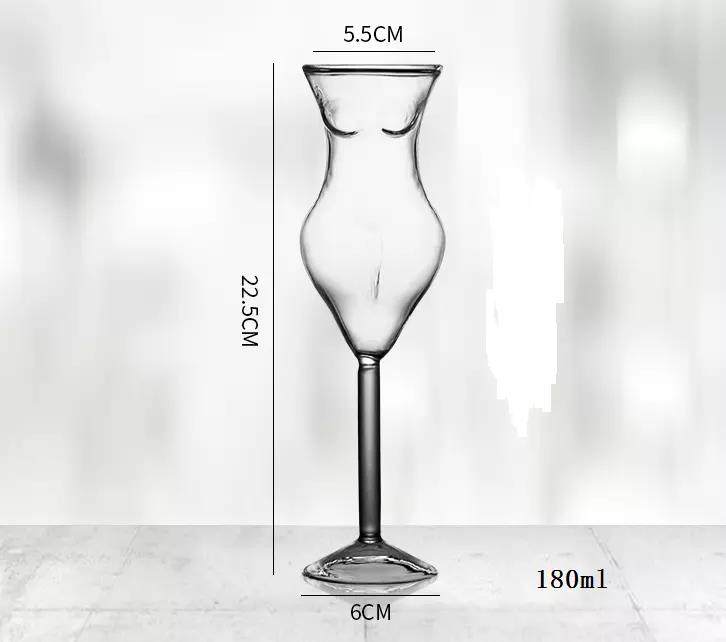 Amazon Hot SaleUnique High Borosilicate Bar Beverage Lady Beauty Body Shaped| 180ml  Glass Margarita Martini Cocktail Goblet Cup