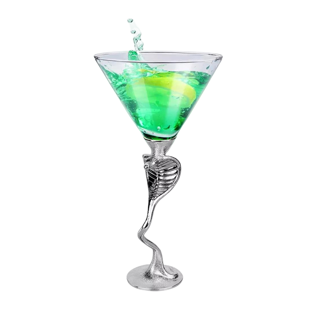 Wholesale Custom Logo Martini Glasses Metal Stem Polish creative Snake Cocktail glasses unique|100ml