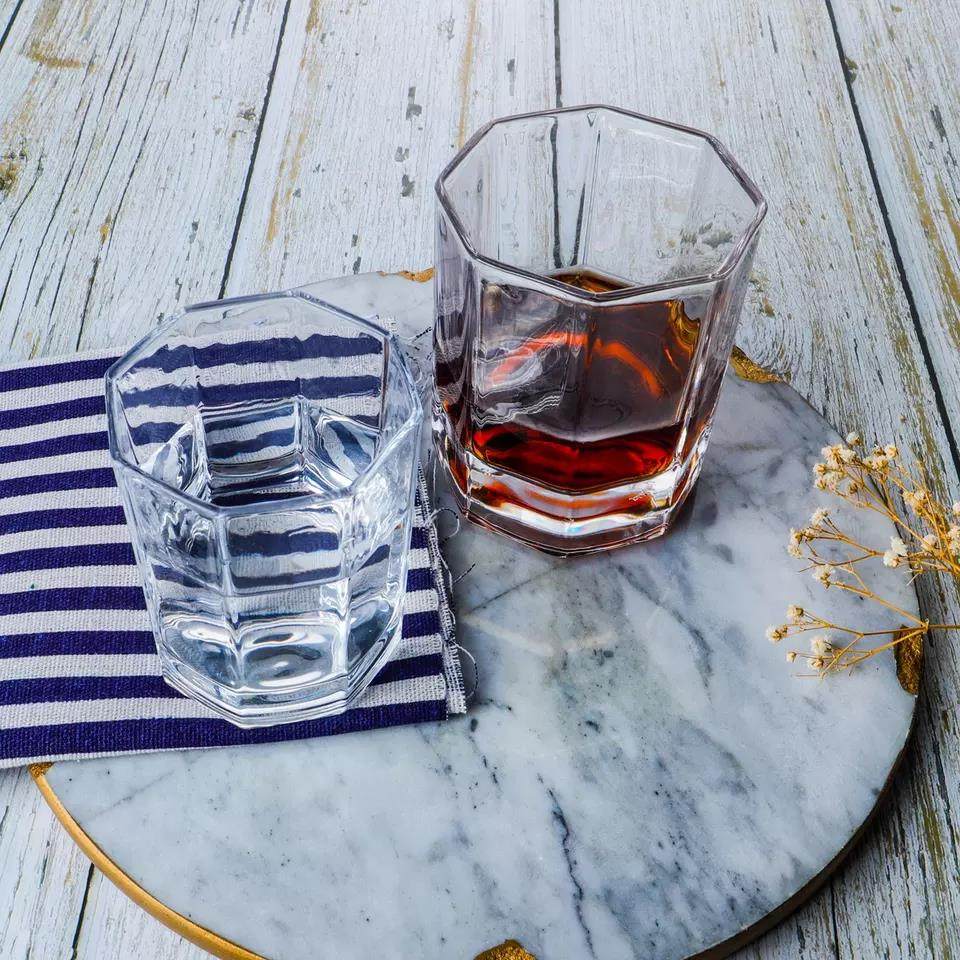 wholesale  glassware octagonal shaped whisky glass|7oz