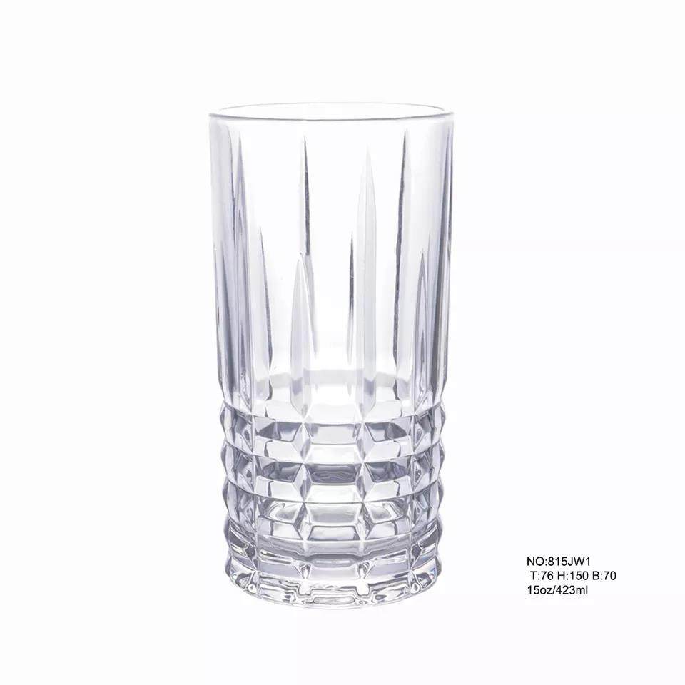 Highland Transparent Glass Tumbler Drinking Glass Cup for Water Juice|15oz