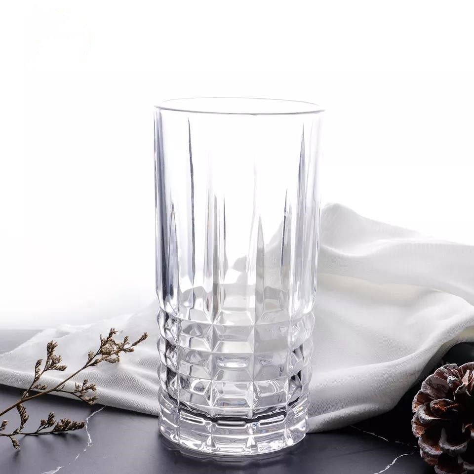 Highland Transparent Glass Tumbler Drinking Glass Cup for Water Juice|15oz