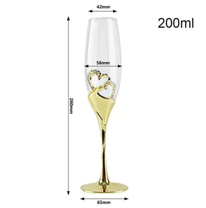 Champagne Glasses Gold Metal Stand Flutes Wine Glasses Goblet Party Lovers Valentine's Day Gifts |200ml