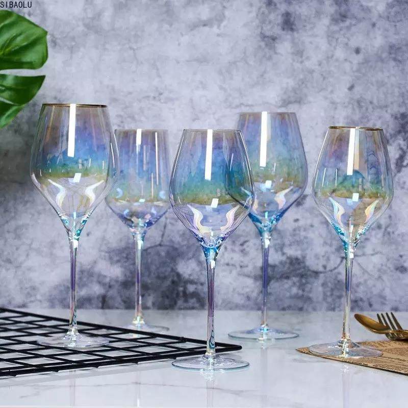 Rainbow Colored Goblet Lead Free Crystal Wedding Champagne Gass Plating Wine Glasses|500ml