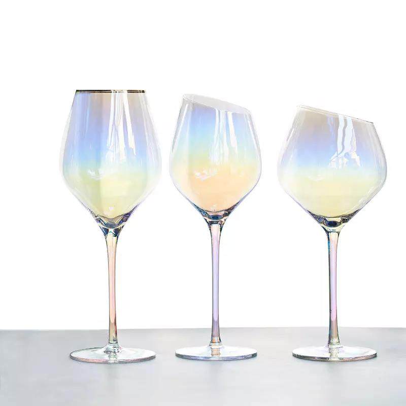 Rainbow Colored Goblet Lead Free Crystal Wedding Champagne Gass Plating Wine Glasses|500ml