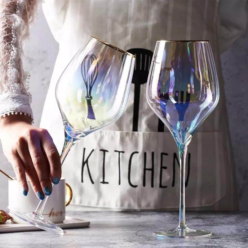 Rainbow Colored Goblet Lead Free Crystal Wedding Champagne Gass Plating Wine Glasses|500ml
