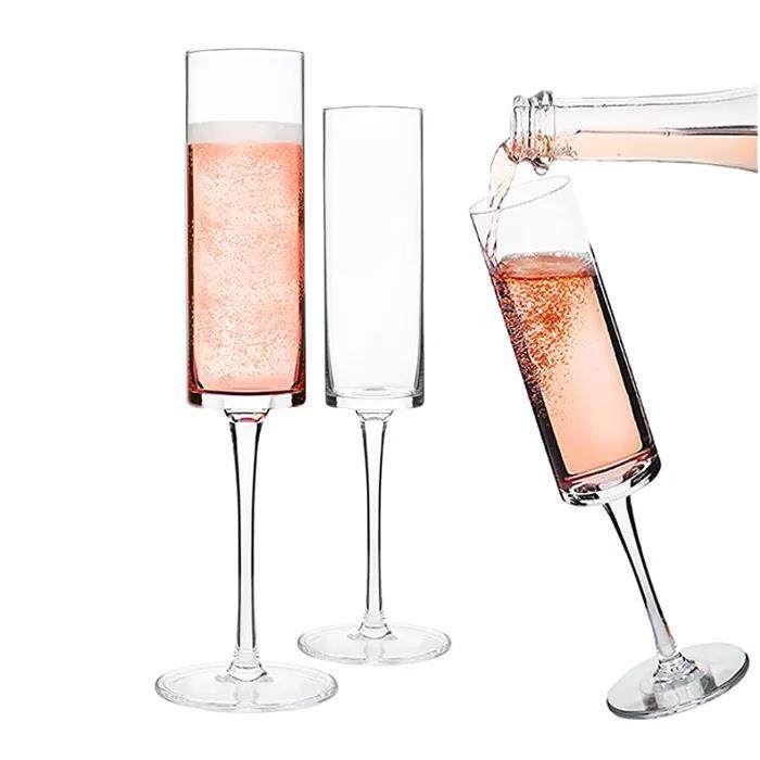 Clear square acrylic glass drinkware plastic champagne glasses flutes elegant plastic champagne flute|6oz