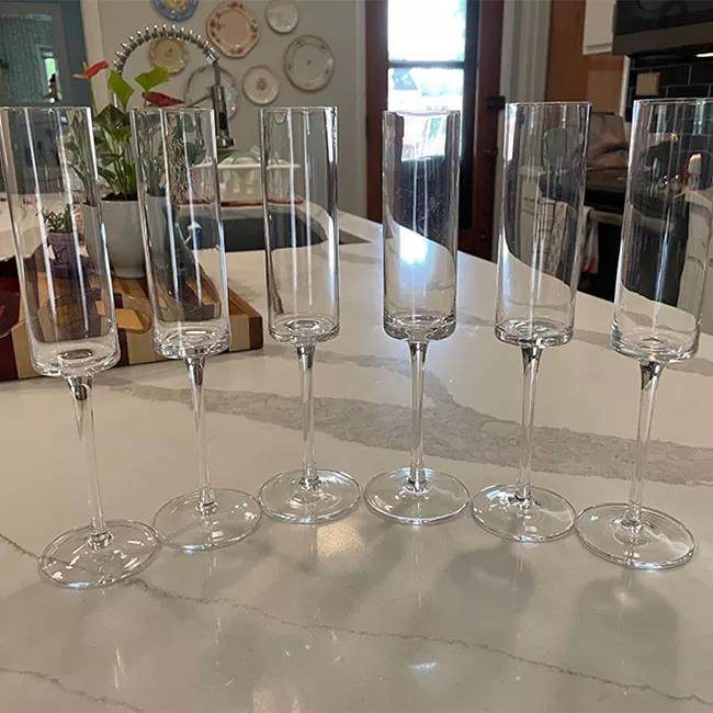 Clear square acrylic glass drinkware plastic champagne glasses flutes elegant plastic champagne flute|6oz