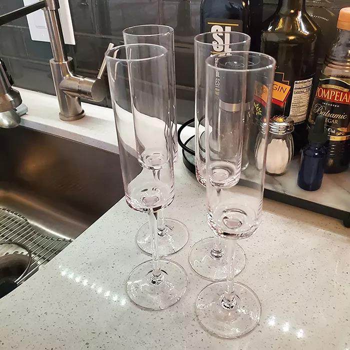 Clear square acrylic glass drinkware plastic champagne glasses flutes elegant plastic champagne flute|6oz