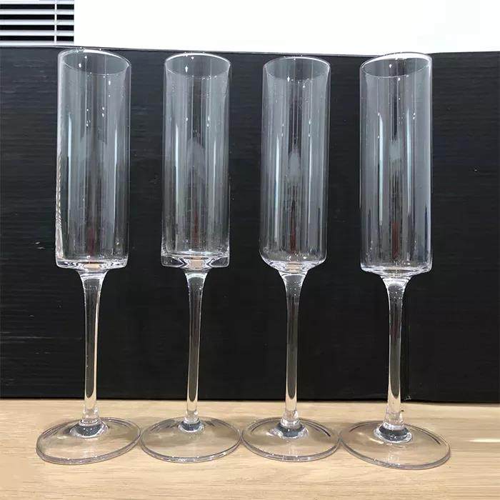 Clear square acrylic glass drinkware plastic champagne glasses flutes elegant plastic champagne flute|6oz