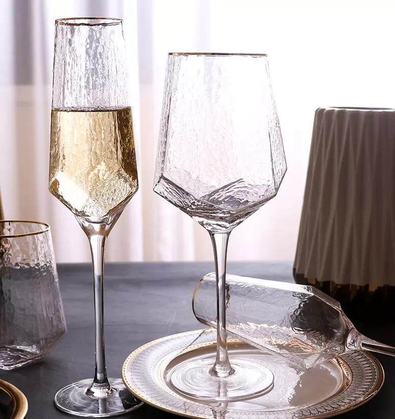 Nordic vintage crystal goblet golden luxury champagne glass|300ml